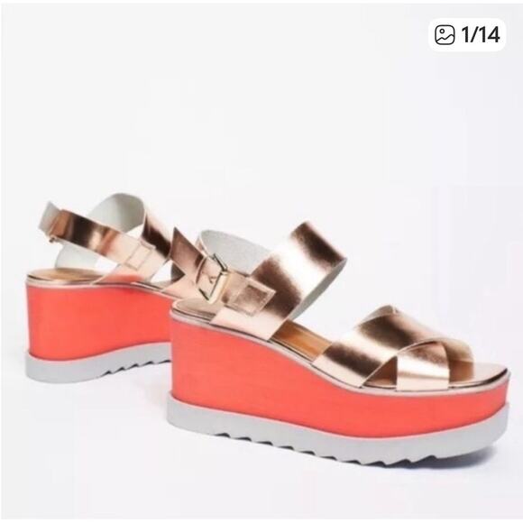 Free People Shoes - Free People Kate Rose Gold Platform Wedge Disco Sandals Size: EU 39 US 8